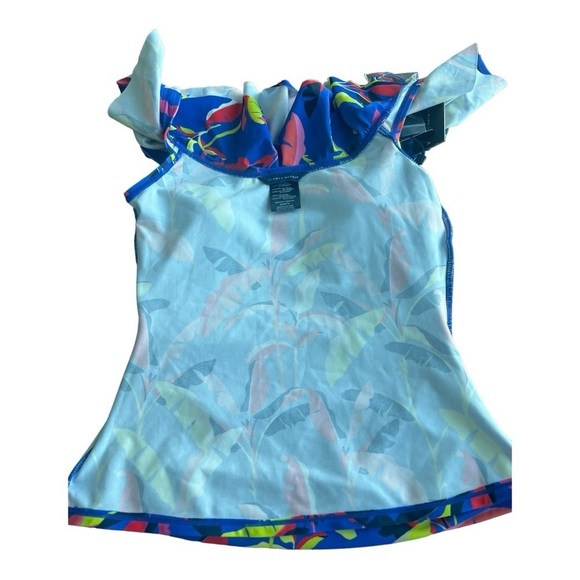 Tommy Hilfiger BLUE MULTI Ruffle Tankini Swim Top NEW XS Style TZ2KH242 NEW - Picture 12 of 14